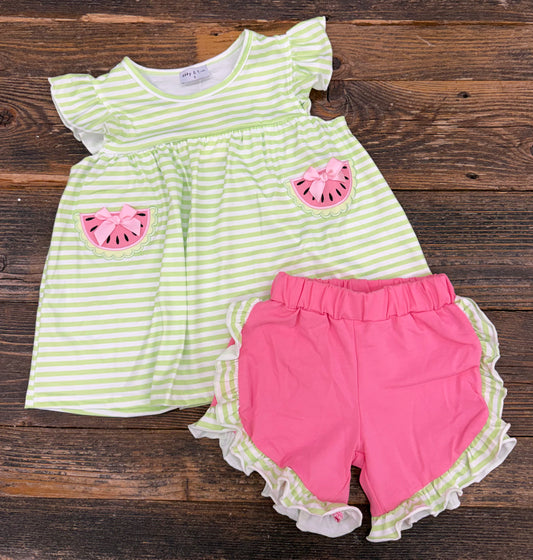 Watermelon Ruffle Short Set
