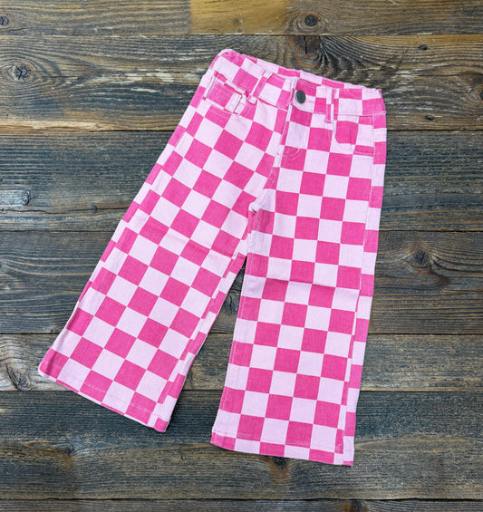 Pink Checkered Jeans