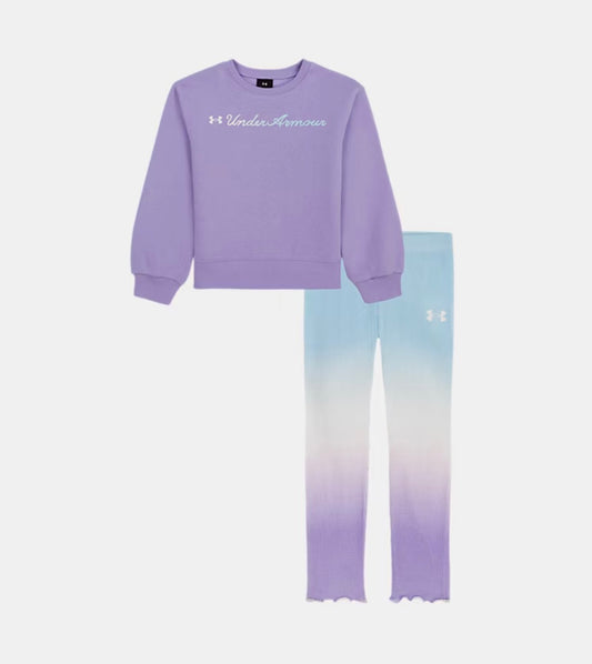 Under Armour Transparent & Opal Blue Pullover and Ombré Ribbed Lattice Hem Pant Set