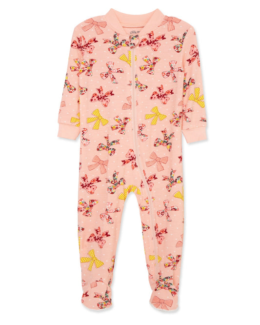 Little Me Pink Bow Footie Sleeper