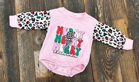 Pink Leopard Merry Christmas Bubble