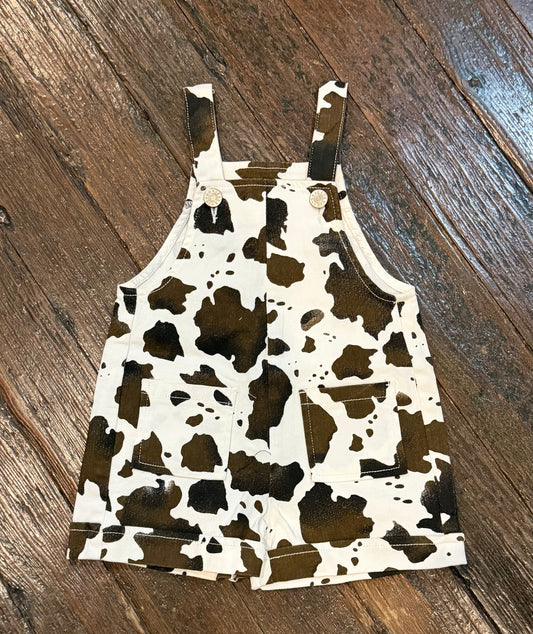Cow Print Denim Overalls