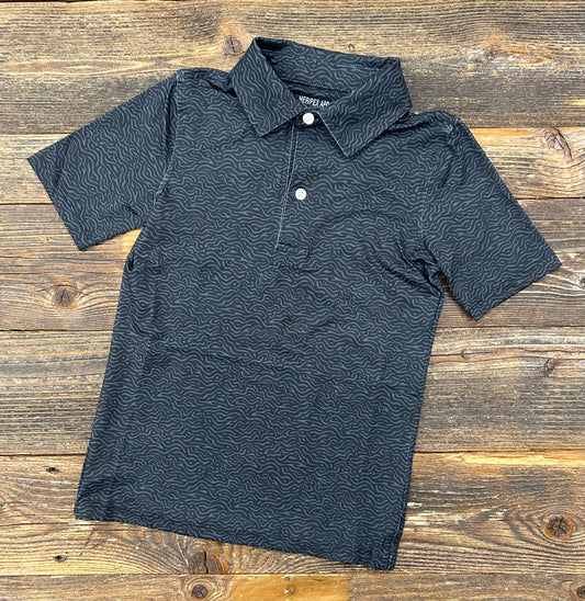 Meripex Black Topo Waves Polo Shirt