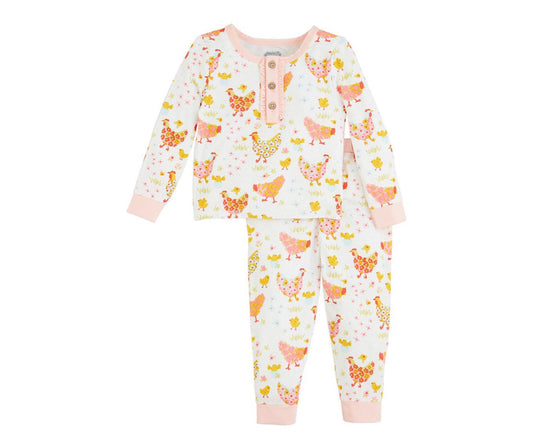 Mudpie Flower Chicken Pajama Set
