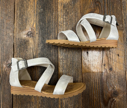 Blowfish Aida White Metallic Strappy Sandal