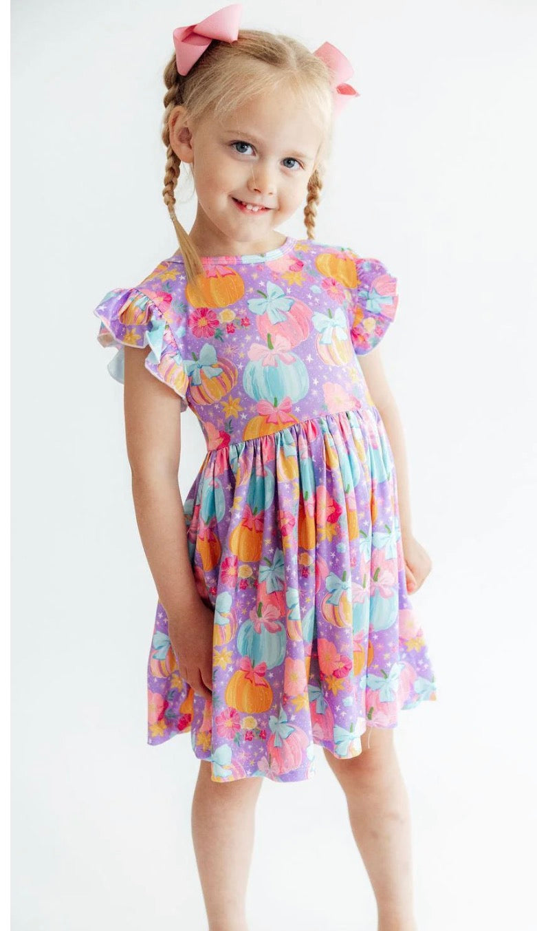 MR Autumn Sparkle Flutter Sleeve Twirl Dress