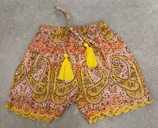 YB Yellow Paisley Shorts