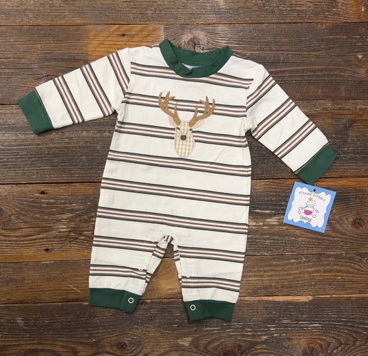 Three Sisters Deer Appliqué Boys Romper
