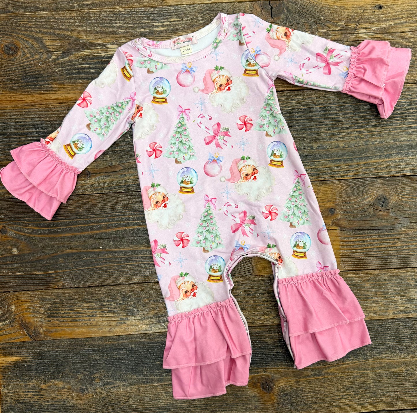Snowglobe Pink Christmas Baby Romper