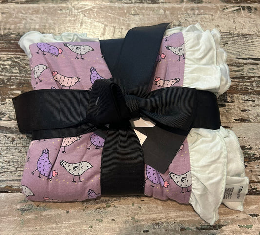 Kickee Lavender Chicken Stroller Blanket