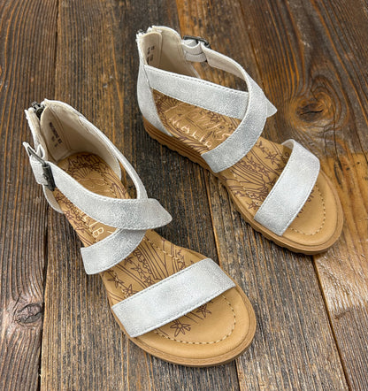 Blowfish Aida White Metallic Strappy Sandal