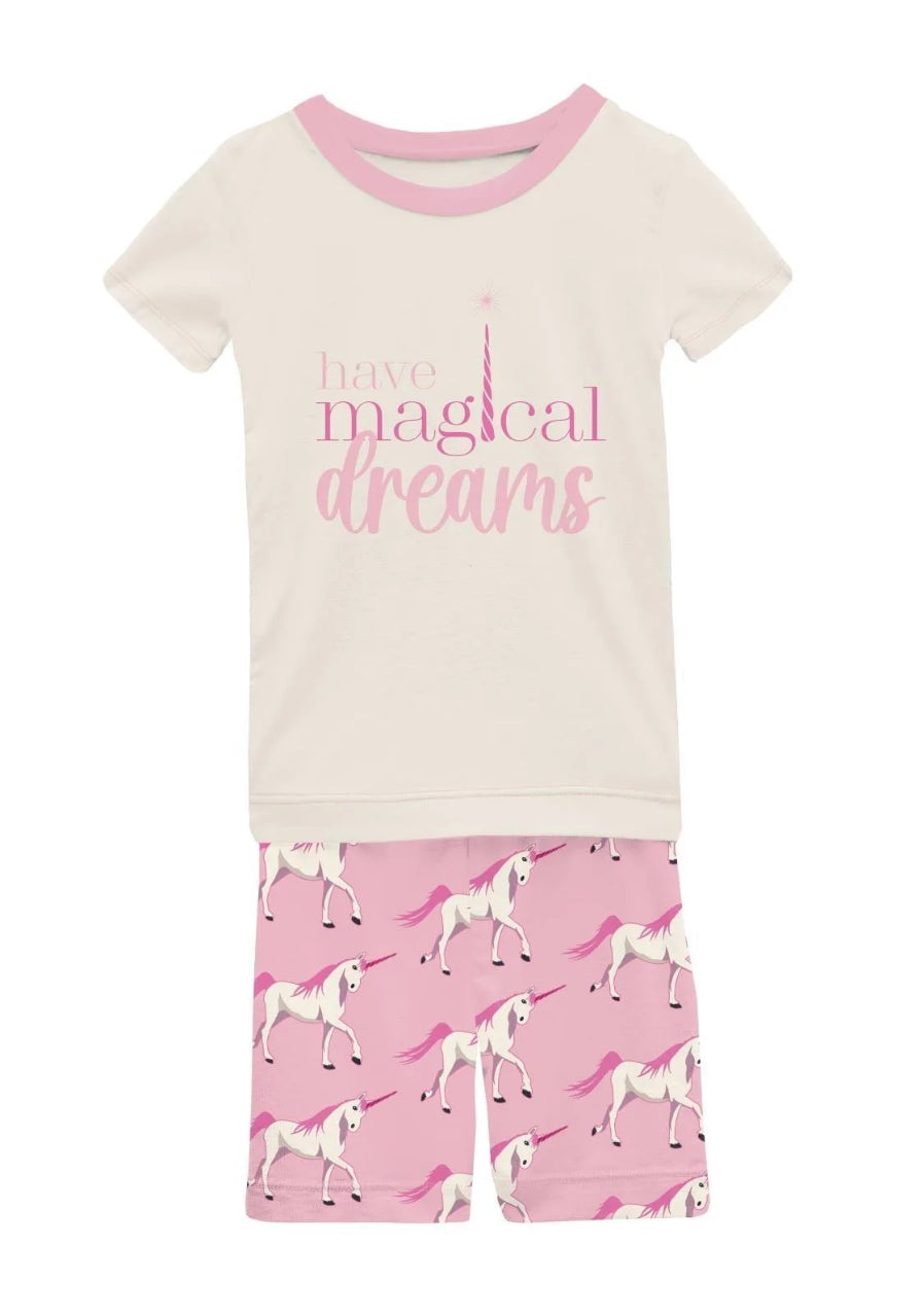 Kickee Cake Pop Prancing Unicorn Short Pajama Set