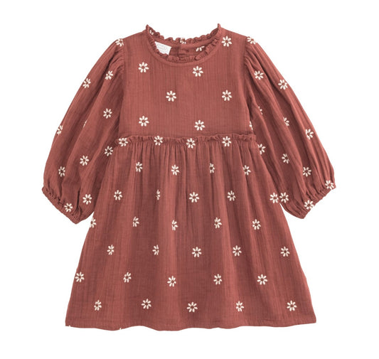 Mudpie Embroidered Daisy Crinkle Gauze Dress