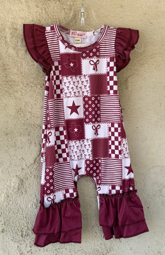 Texas Maroon Romper