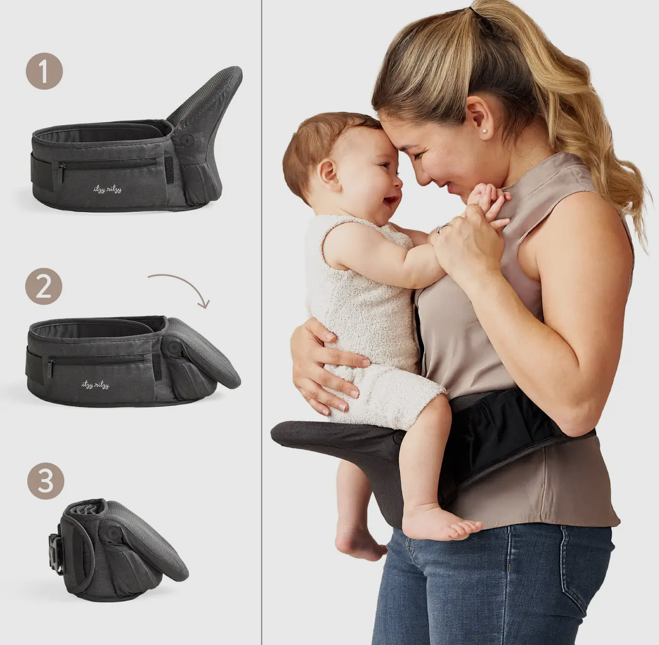 Itzy Hold & Fold™ Hip Seat Baby Carrier