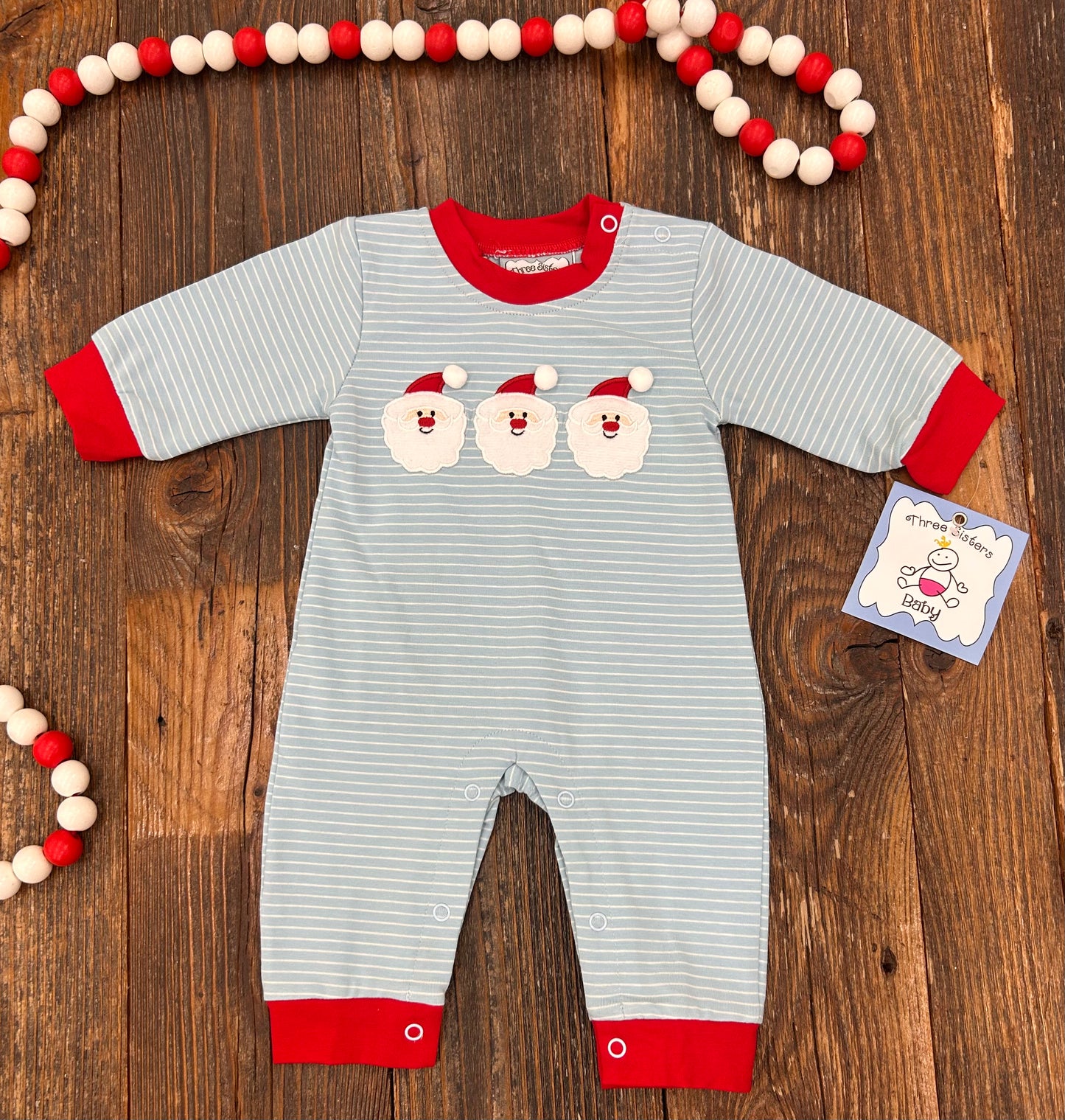 Three Sisters Santa Applique Boys Romper