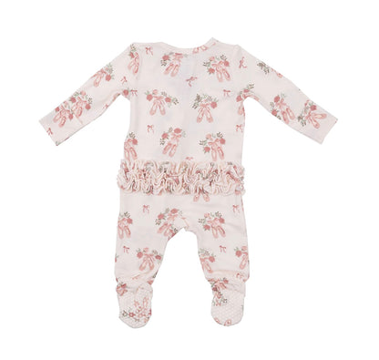 Angel Dear Ballet Shoes 2 Way Ruffle Zipper Footie