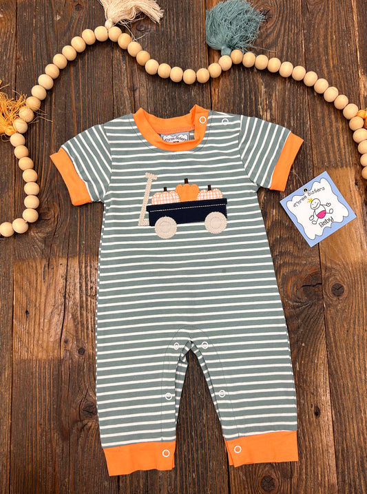 Three Sisters Pumpkin Wagon Boys Romper