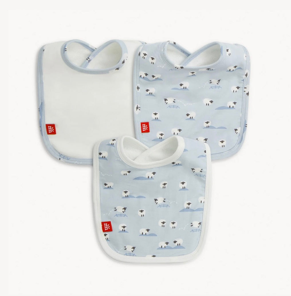Magnetic Me Baa Baa Baby Blue Modal Bib 3-Pack