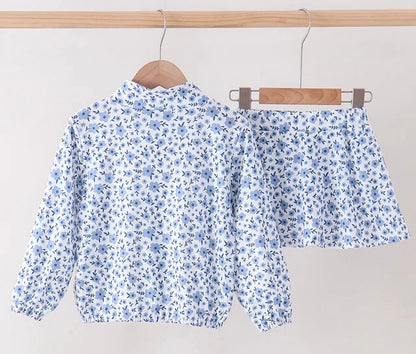 Blue Floral Skort Set
