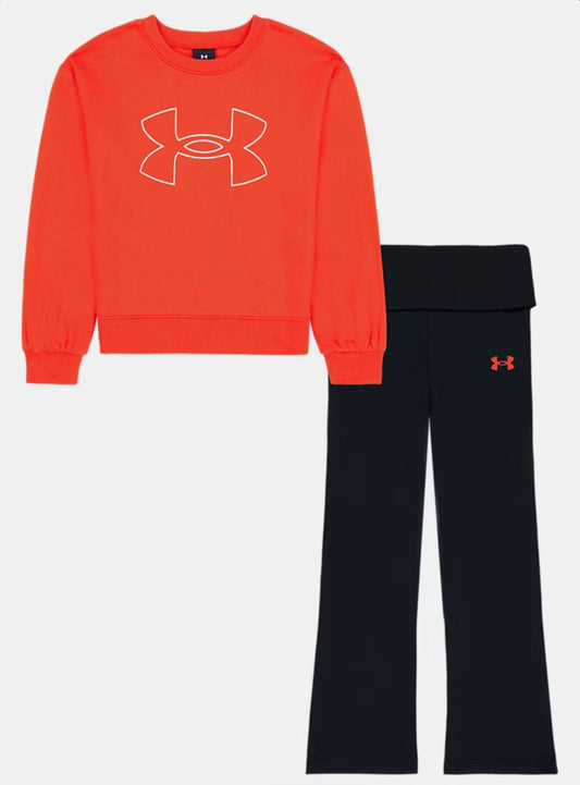 Under Armour Anthem Red Pullover & Black Flare Legging Set