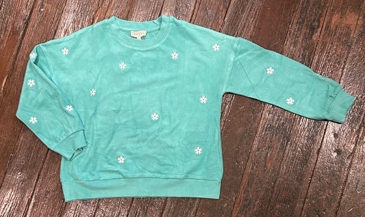 Hayden Teal Flower Detail Pullover