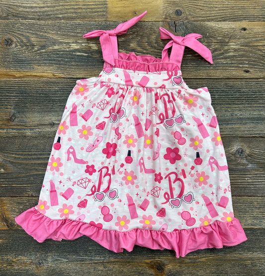 Pink Floral Doll Ruffle Dress