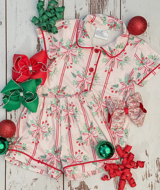 Holly Bows & Stripes Pajamas