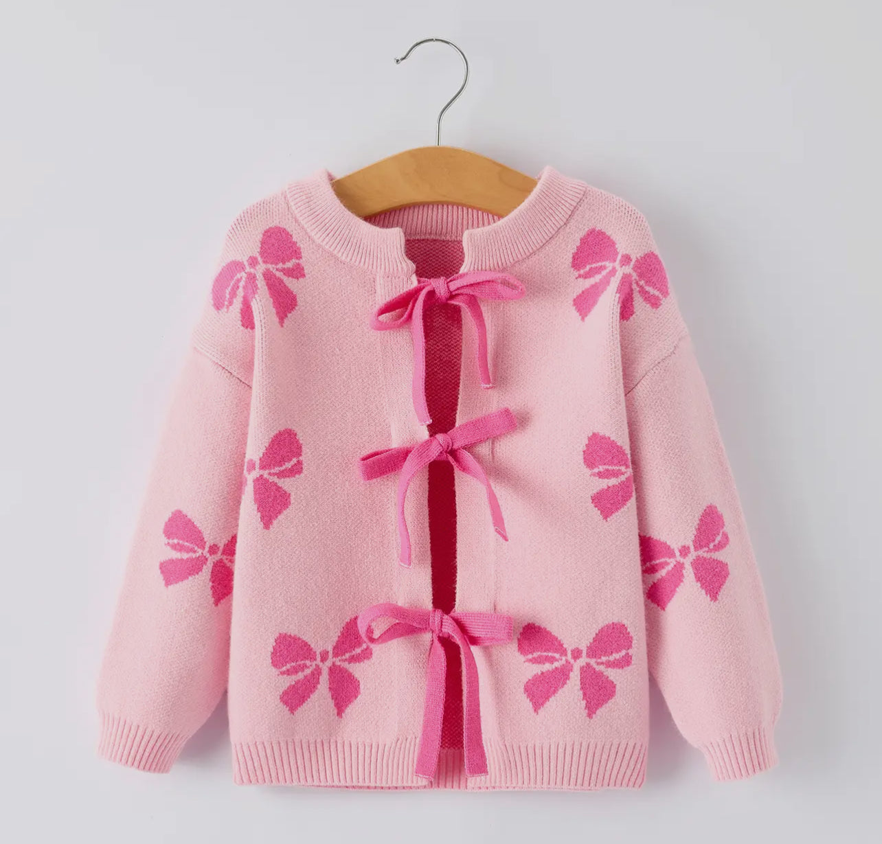Pink Baby Bow Ribbon Tie Sweater