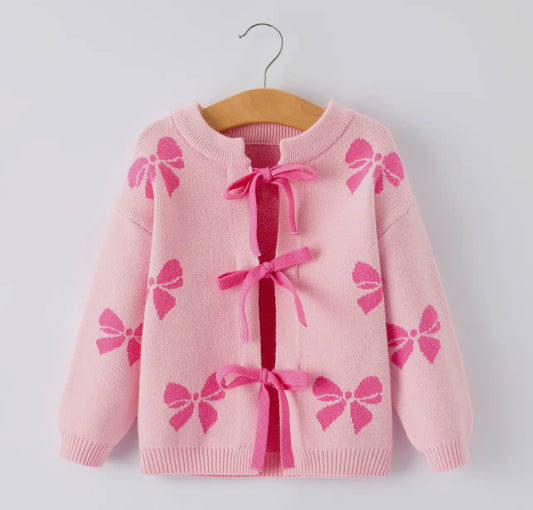 Pink Baby Bow Ribbon Tie Sweater