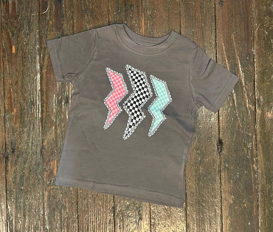Charcoal Lightning Bolts Tee