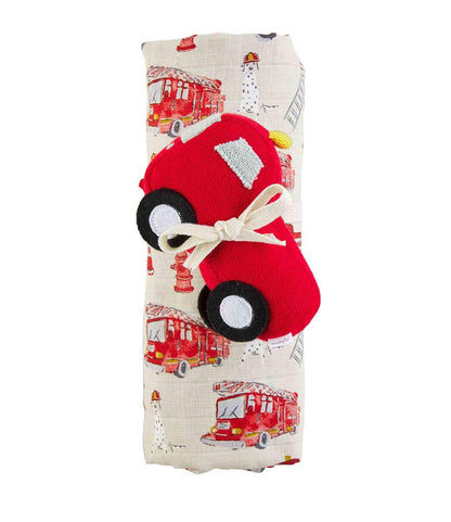 Mudpie Swaddle & Rattle Set