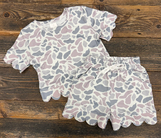 Camo Scallop Short Set