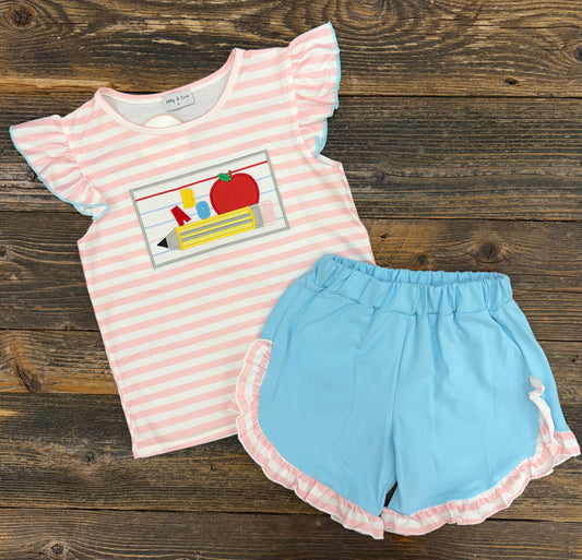 Pink Back to School Applique Set