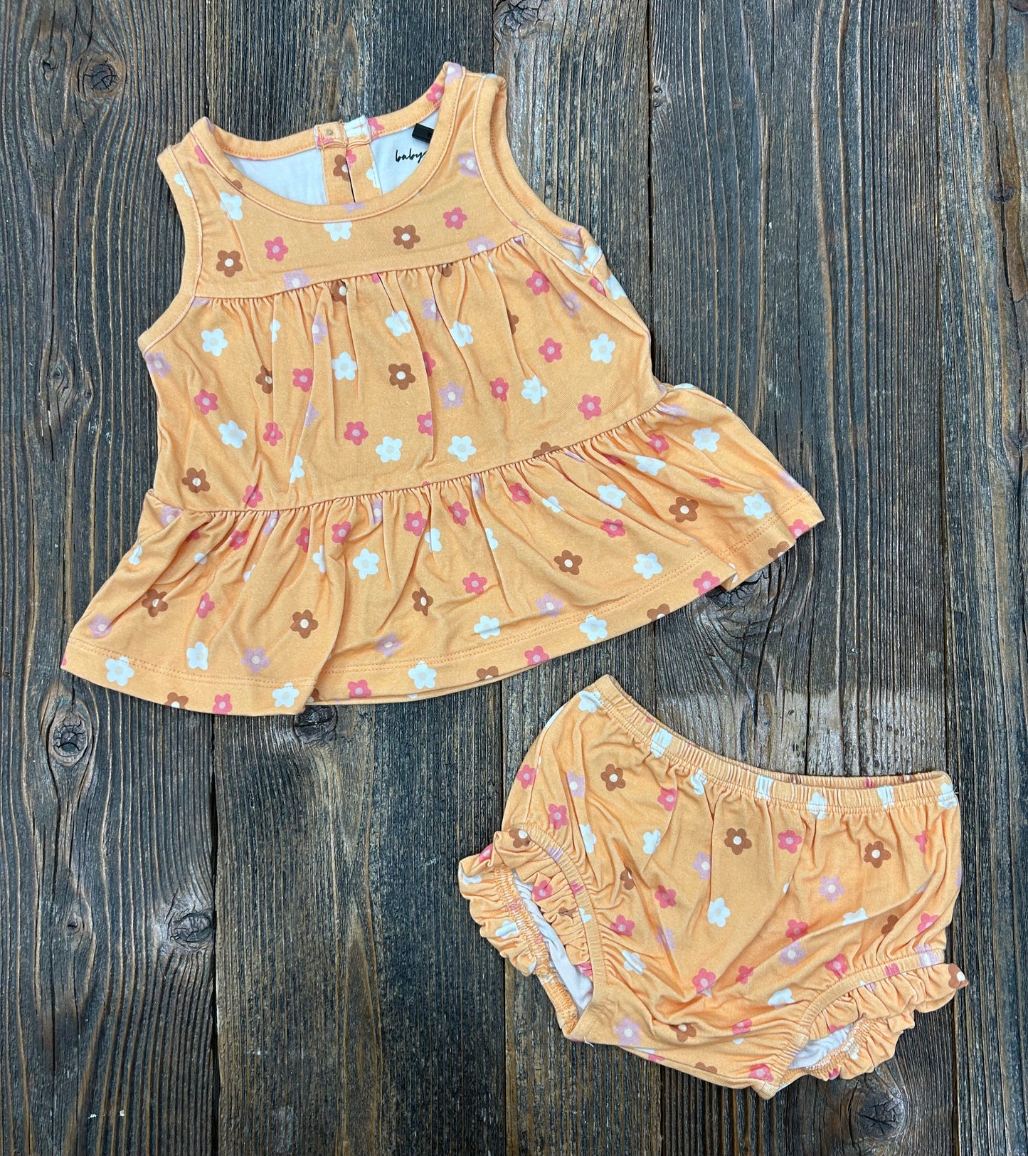 Baby Sprouts Desert Mist Blooms Double Peplum & Bloomer Set