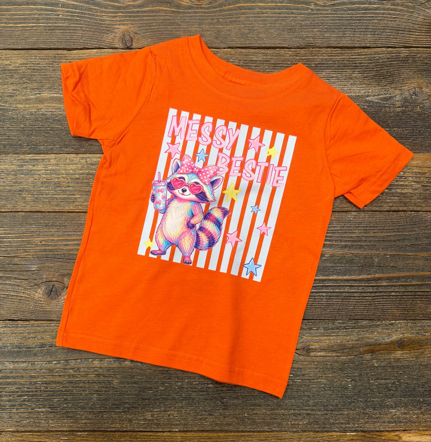 Orange Messy Bestie Raccoon Tee