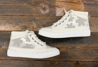 Blowfish Wander White & Silver Flower Hi-Top Sneaker