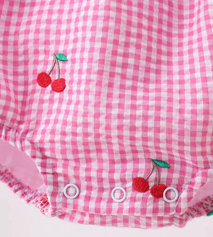 Cherry Gingham Ruffle Bubble