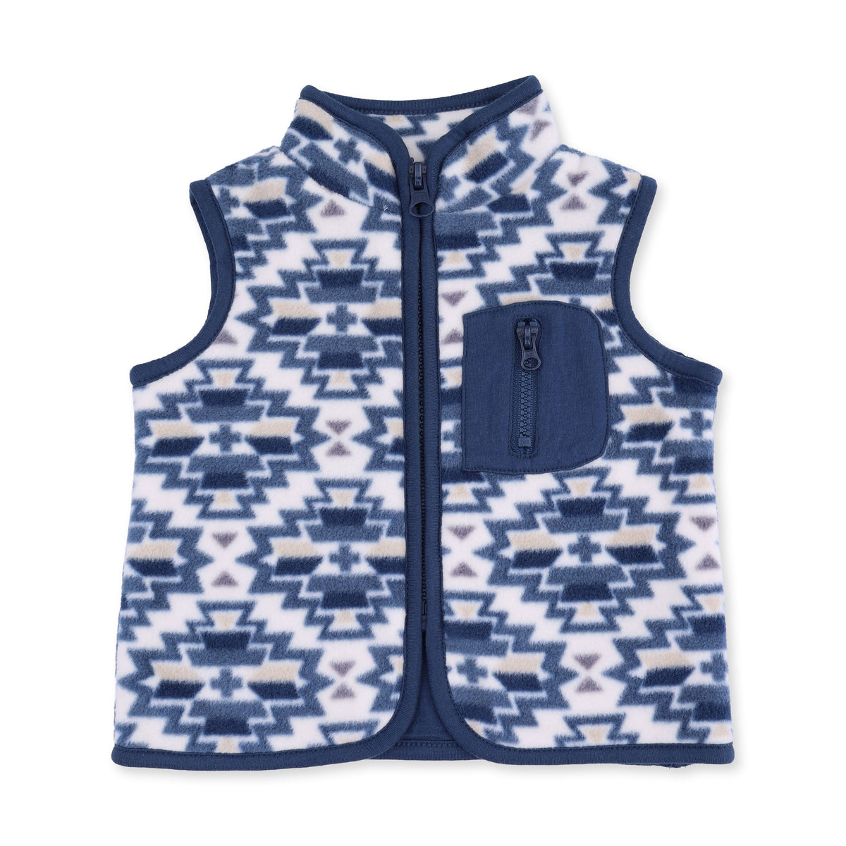 Angel Dear Southwest Navy Fleece Zip Vest