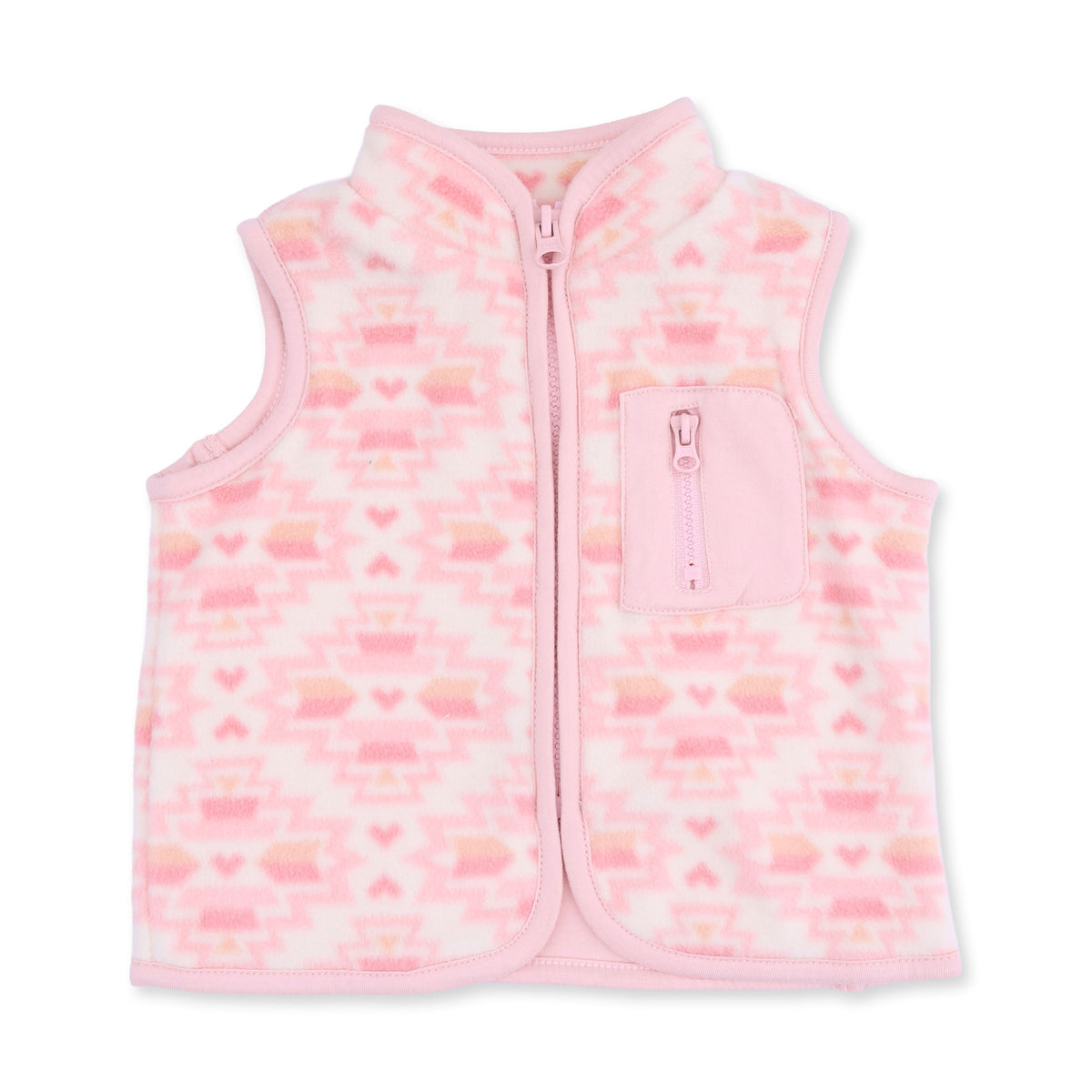 Angel Dear Southwest Pink Fleece Zip Vest