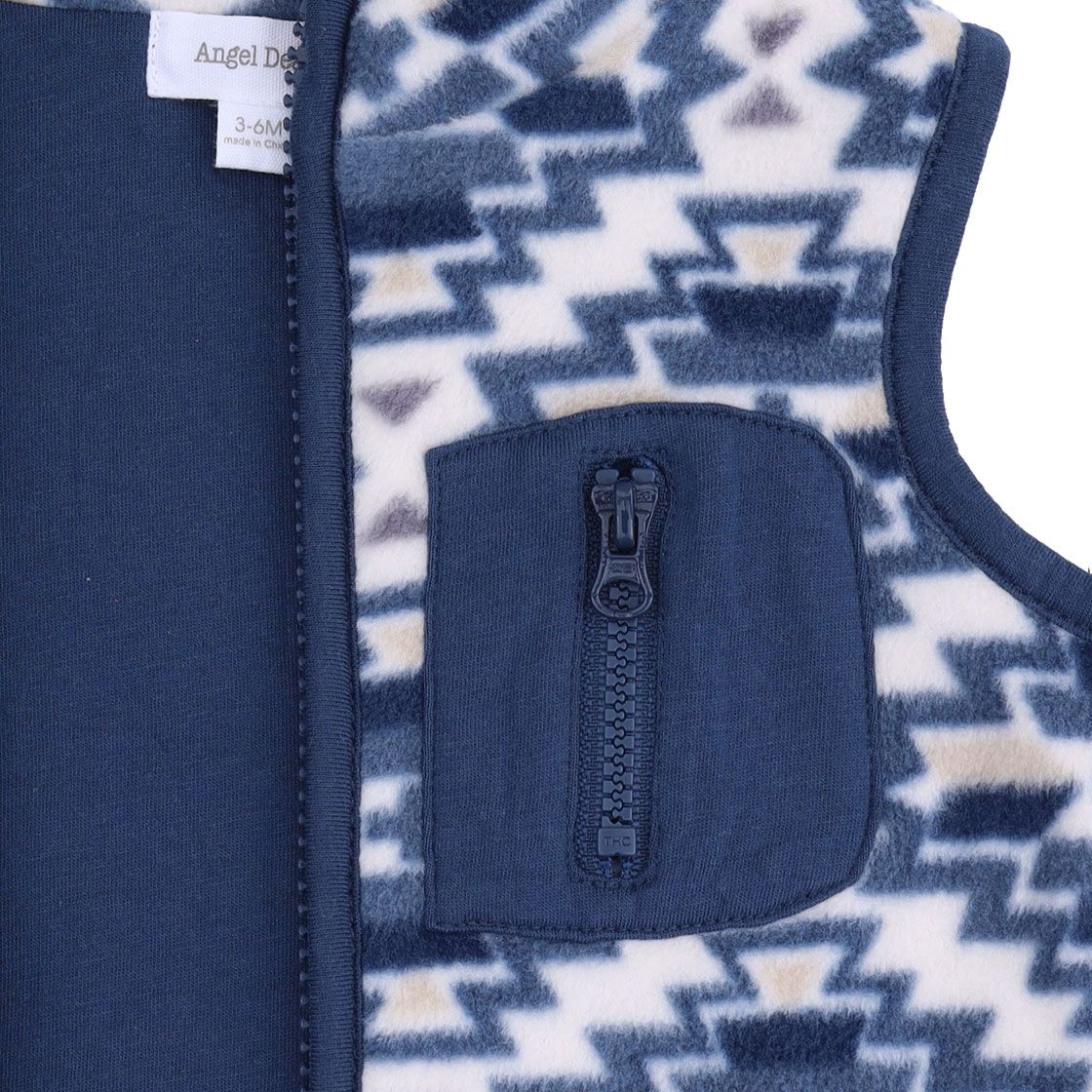 Angel Dear Southwest Navy Fleece Zip Vest