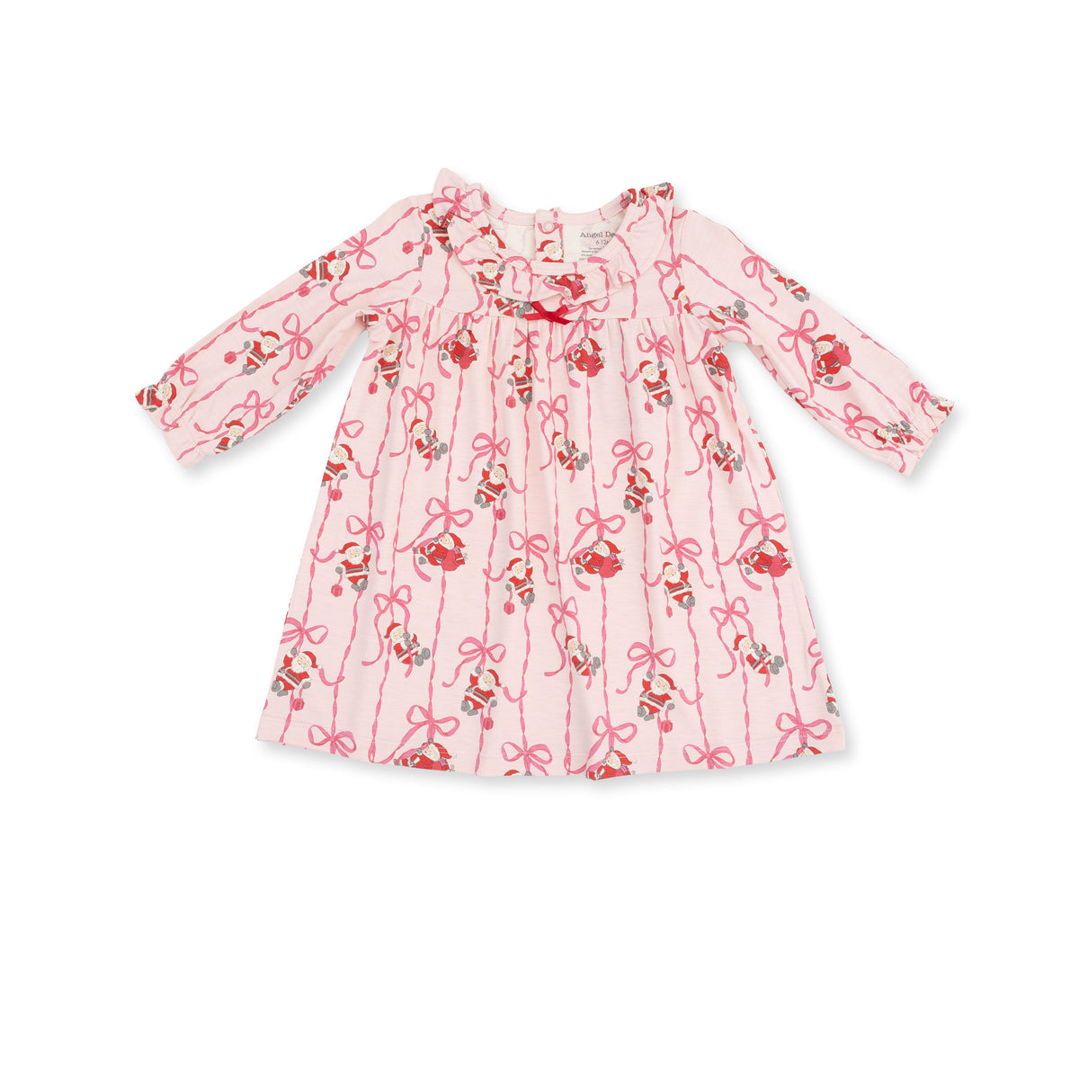 Angel Dear Bows & Santa Long Sleeve Gown with Ruffle Collar