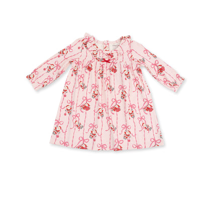Angel Dear Bows & Santa Long Sleeve Gown with Ruffle Collar