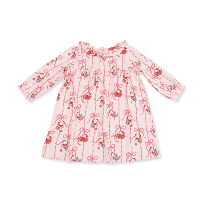 Angel Dear Bows & Santa Long Sleeve Gown with Ruffle Collar