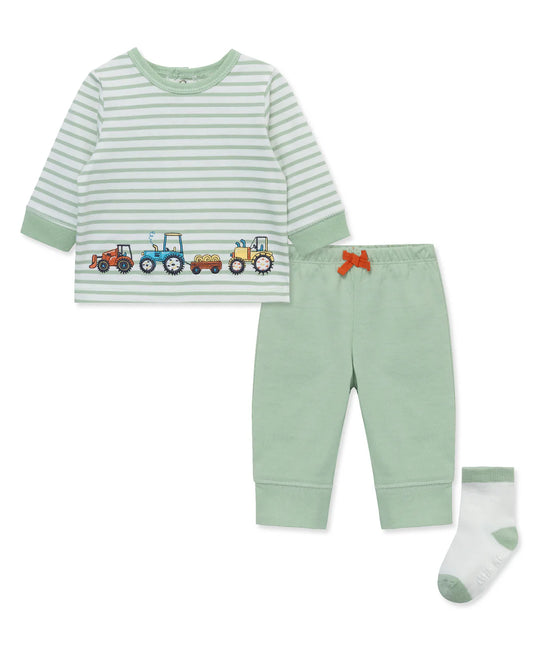 Little Me Mint Tractor Jogger Set