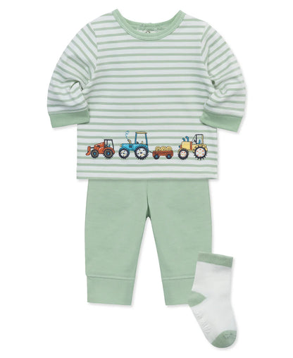 Little Me Mint Tractor Jogger Set