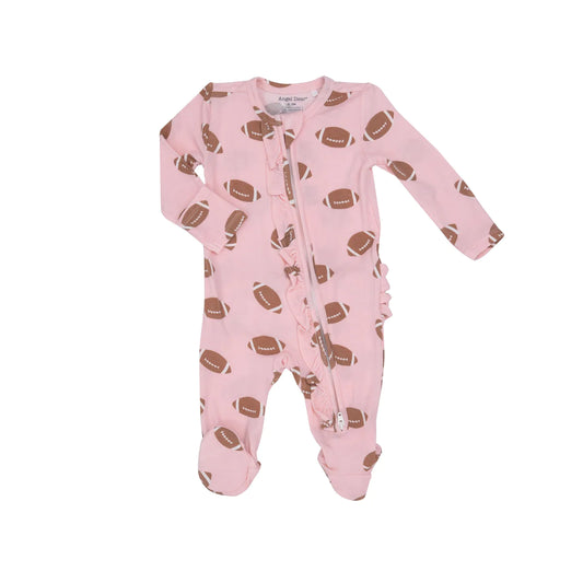 Angel Dear Pink Football 2 Way Ruffle Zipper Footie