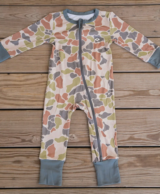 Burlebo Driftwood Camo Zipper Flip Foot Coverall