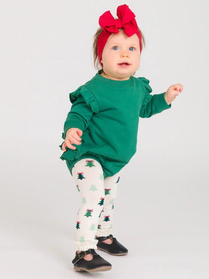 RuffleButts Spruced Up Patterned Footless Ruffle Tights