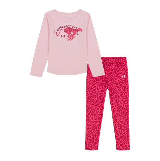 Under Armour Prime Pink Long Sleeve & Leopard Legging Set